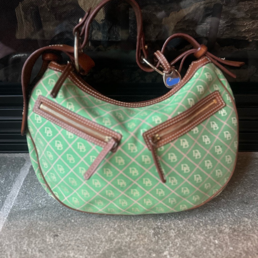Dooney and Bourke Green and Brown Hobo Bag